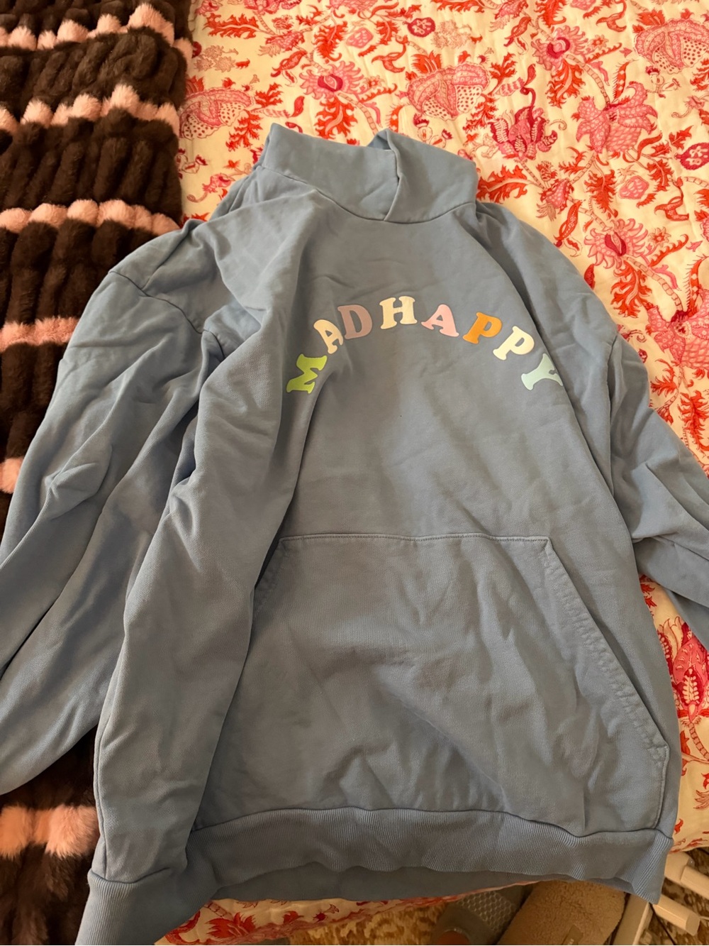 Madhappy Light Blue Pullover Hoodie with Subtle Logo Tag